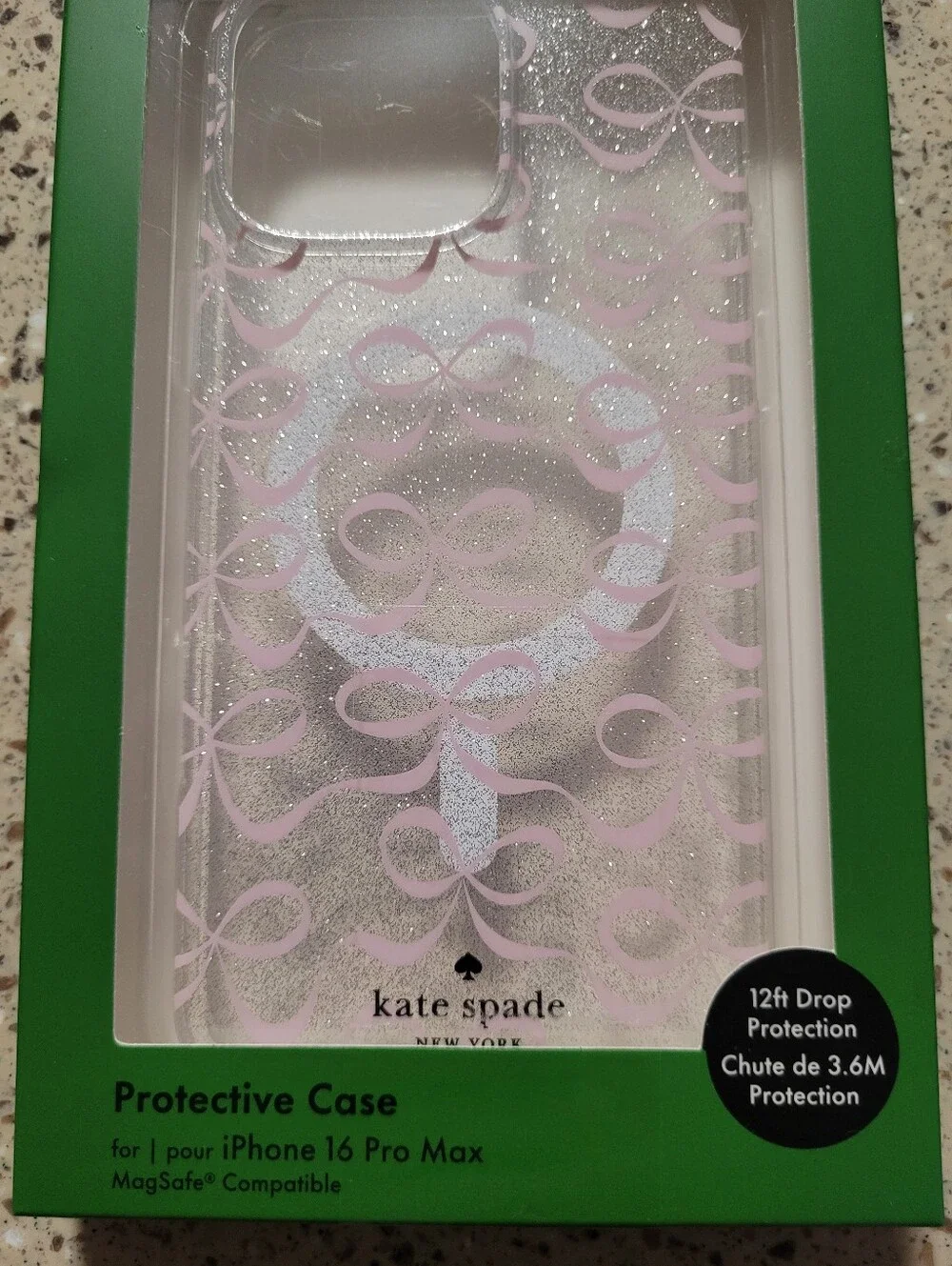 Kate Spade New York iPhone 16 Pro Max Clear Pink Bows Protective Cell Phone Case